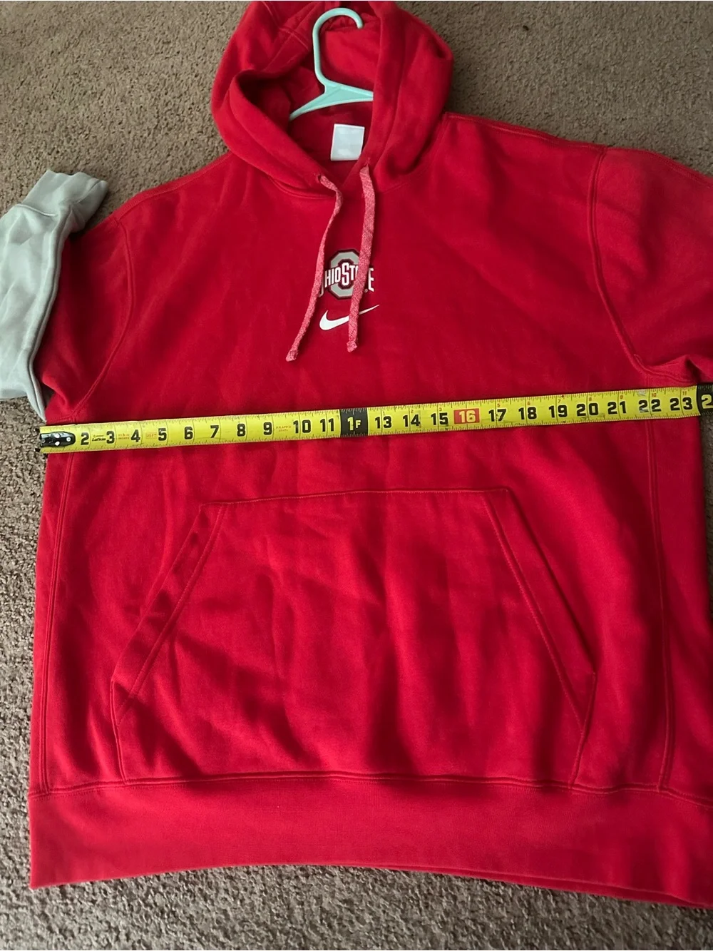 Nike Red Crewneck Hoodie with Gray Sleeve Panels